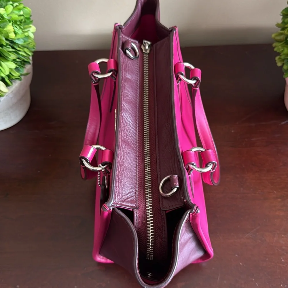 COACH 🩷TWO TONE🩷 COLORBLOCK LEATHER MINI CROSBY CARRYALL BAG 🌟EUC🌟 - Picture 12 of 17